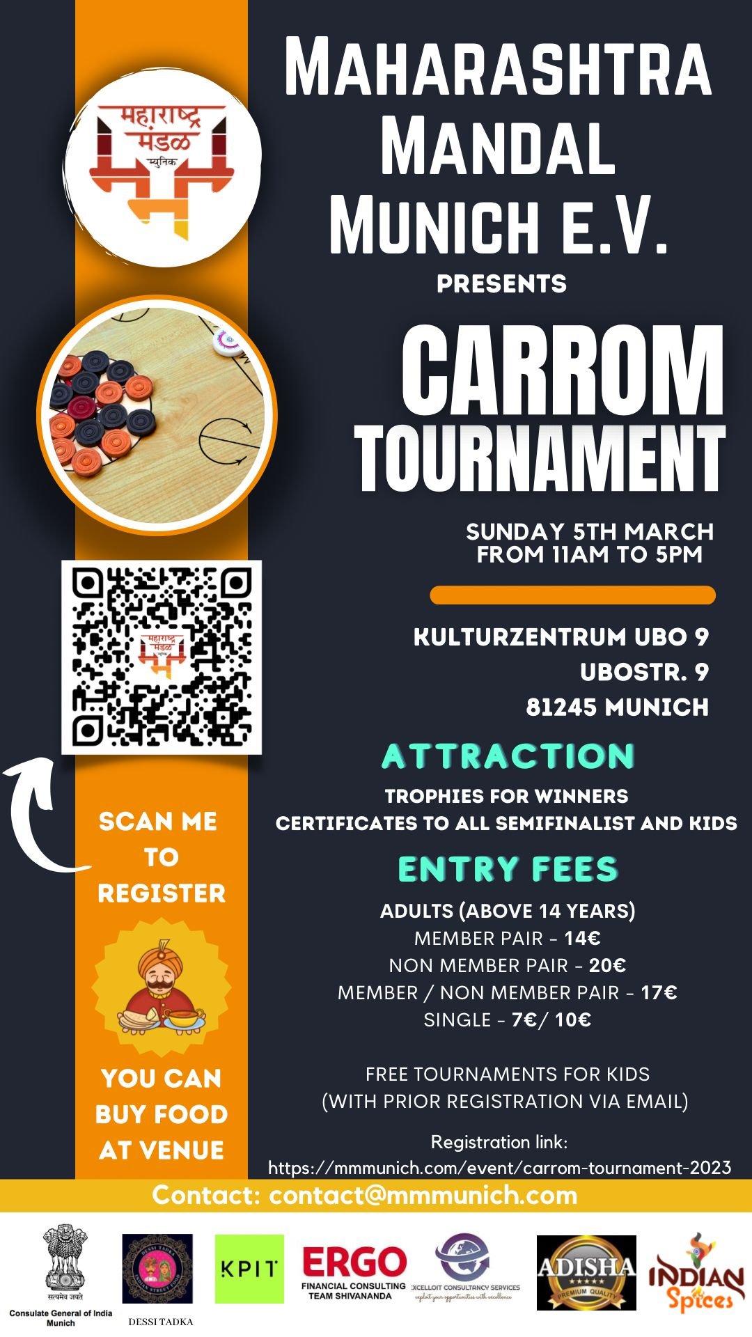 Carrom Tournament 2023 Maharashtra Mandal Munich